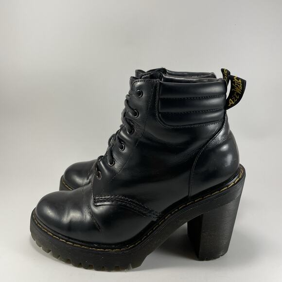 Dr Doc Martens Persephone Heeled Leather Lace Up Boots Black Womens Size 7 - Picture 3 of 11